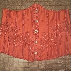 Rhinestoned Red Corset - One of a kind